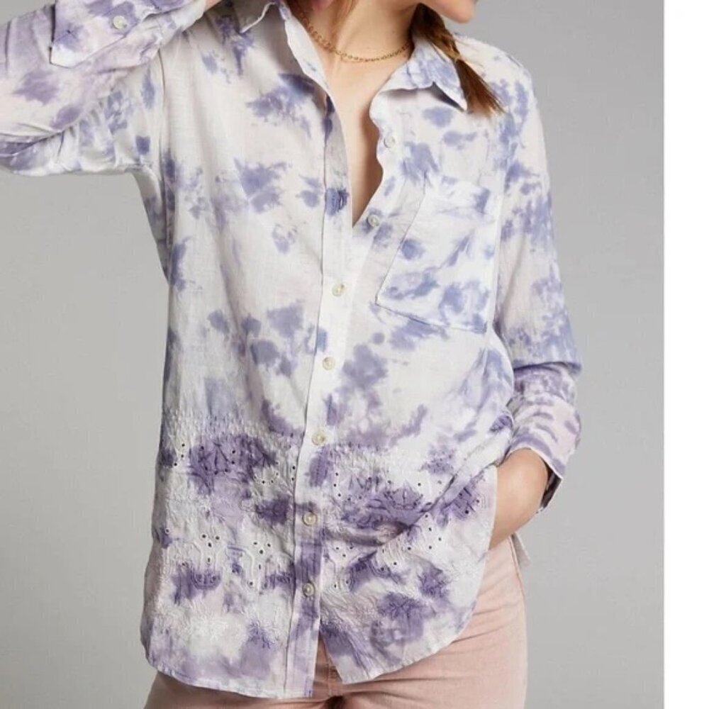 Anthropologie Pilcro The Cate Tie Dye Button Down Shirt Size XS
